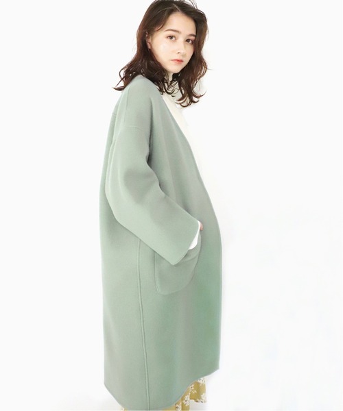 「U by SPICK&SPAN」 ノーカラーコート 38 アイボリー レディース_画像9