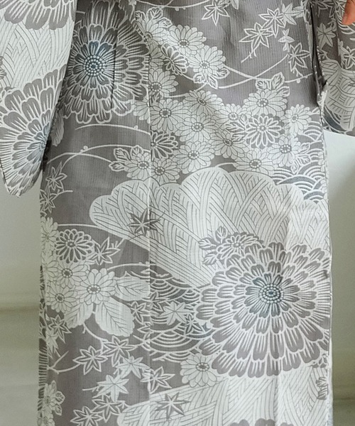 utatane 浴衣 キッズ浴衣3点セット ひよこ商店 銀灰色に菊爛漫 キッズ