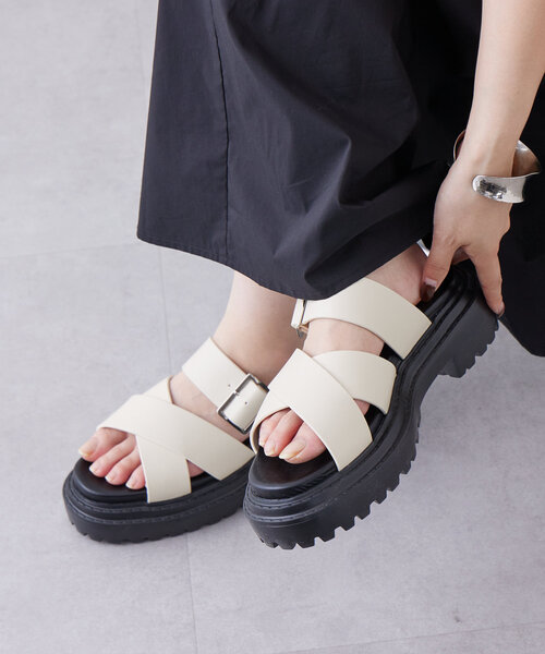 美品＊ジルサンダー ミュール クロスサンダル ブラック【38】 JIL SANDER シューズ | ミュール＆サボサンダル ブラック レディース