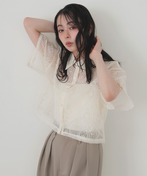 Lovilyn レースラインリボンシャツブラウス サックスブルー Lovilyn（ラヴィリン）｜シャツ/ブラウス一覧 - WEAR