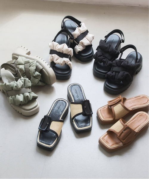 【値下げ】KARIN TAKUBO×LE TALONWベルトミュールサンダル KARIN TAKUBO×LE TALON7.5cmWベルト ミュールサンダルL - メルカリ