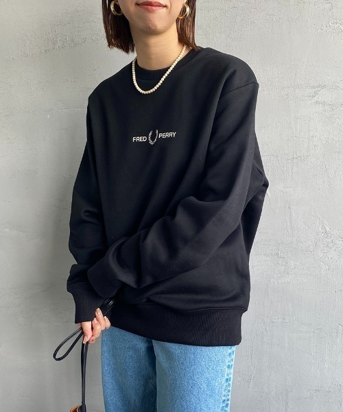 うーさんFred Perryローレルハーフジップ スウェット ブラック FRED PERRY トレーナー スウェット Half Zip Sweatshirt