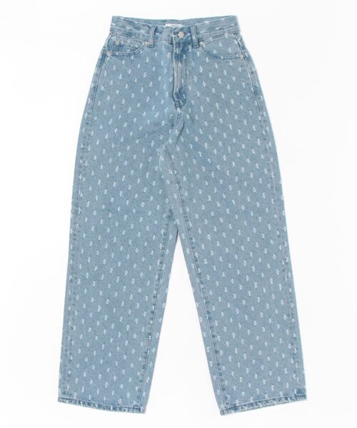 「LOWRYS FARM」 ダメージ加工デニムパンツ LARGE ライトブルー レディース