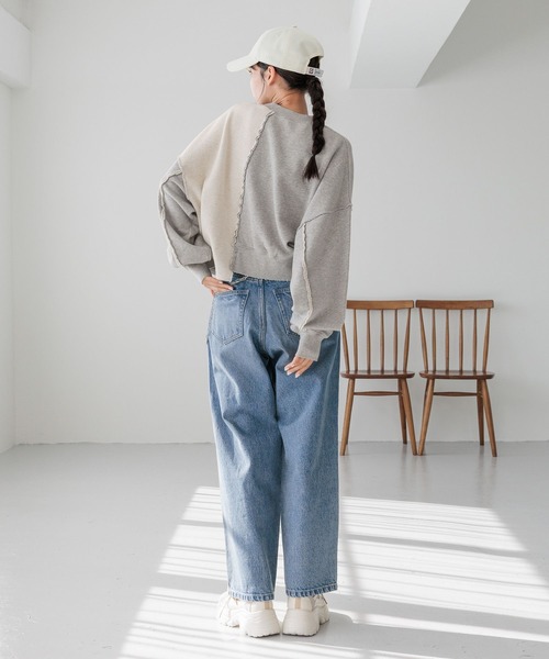 「LOWRYS FARM」 ダメージ加工デニムパンツ LARGE ライトブルー レディース