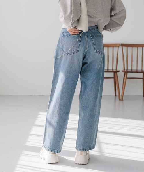 「LOWRYS FARM」 ダメージ加工デニムパンツ LARGE ライトブルー レディース