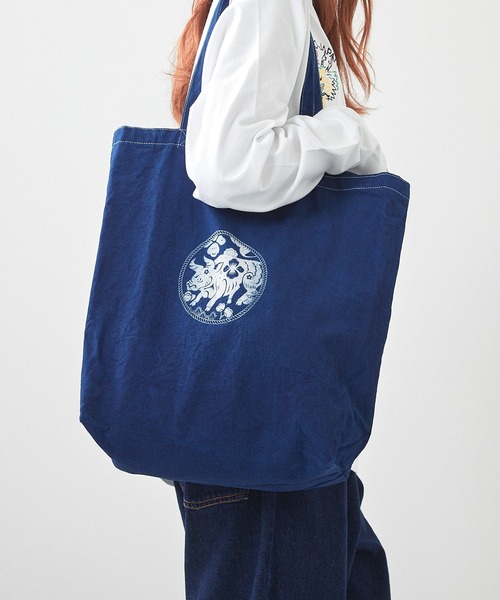 ミマ トートバッグ 「MiMAAi」阿波藍本藍染め抜染干支柄トートバッグ