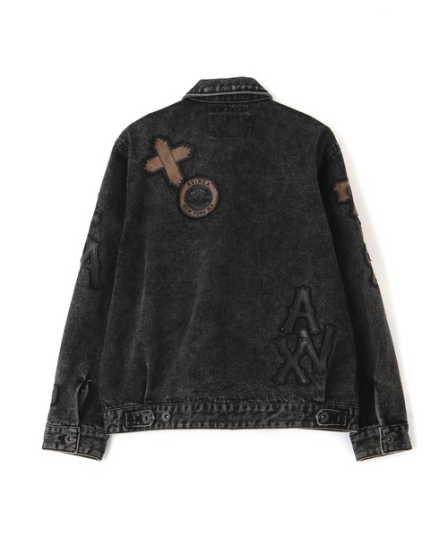 AVIREX デニムジャケット gジャン LEATHER PATCH DENIM JACKET