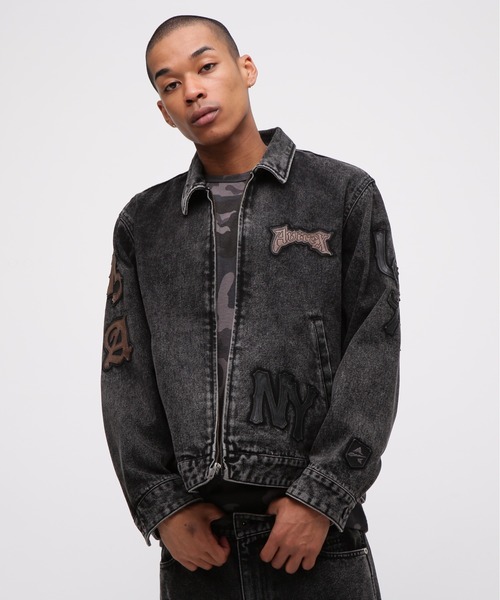 AVIREX デニムジャケット gジャン LEATHER PATCH DENIM JACKET