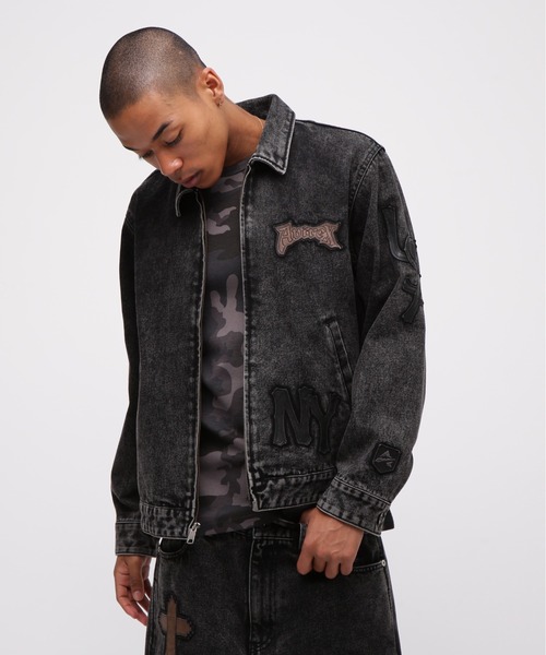 AVIREX デニムジャケット gジャン LEATHER PATCH DENIM JACKET