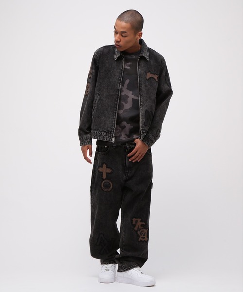 AVIREX デニムジャケット gジャン LEATHER PATCH DENIM JACKET