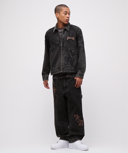 AVIREX デニムジャケット gジャン LEATHER PATCH DENIM JACKET