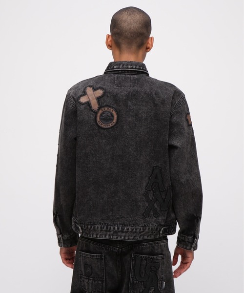 AVIREX デニムジャケット gジャン LEATHER PATCH DENIM JACKET