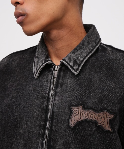 AVIREX デニムジャケット gジャン LEATHER PATCH DENIM JACKET