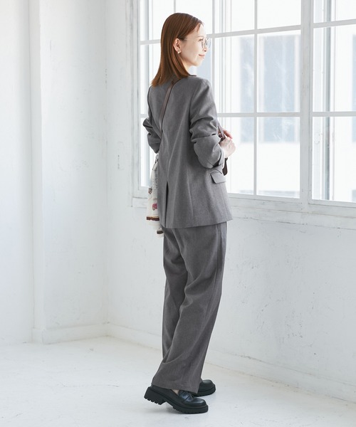 (未使用品)ロペ　パンツスーツセットアップ　イタリア製高級ウール生地　グレー　M ROPE' PICNIC（ロペ ピクニック） スラックス パンツ 「WEB限定・丈