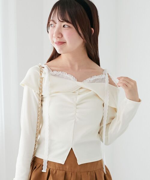 MAJESTIC LEGON（マジェスティックレゴン） tシャツ 肩リボンレース