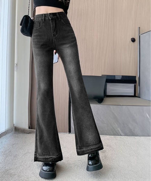 [kirakiraShop] обработка Denim брюки S черный женский 