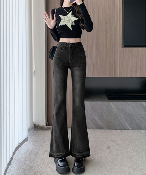 [kirakiraShop] обработка Denim брюки S черный женский 