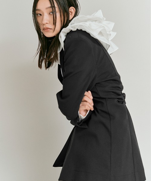 ブラウス シャツ ノンアイロン フリル フーディー ブラウス レディース W：Huku ブラウス シャツ ノンアイロン フリル フーディー