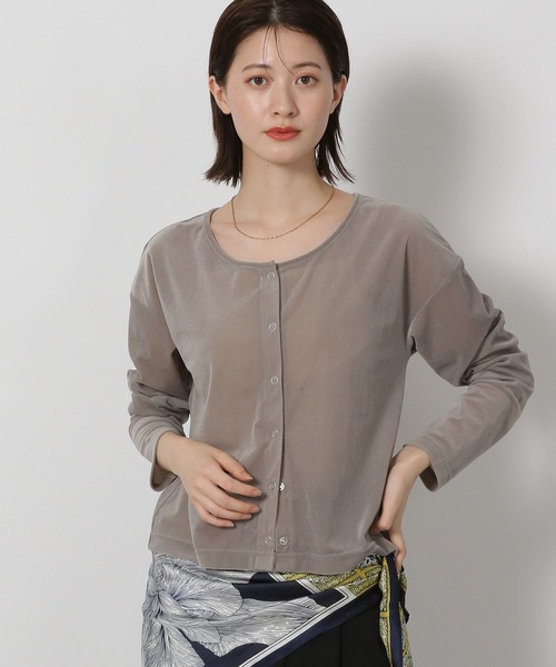 moussy シアーベロアカーディガン　グレー AZUL BY MOUSSY | シアードルマンニットカーディガン (カーディガン