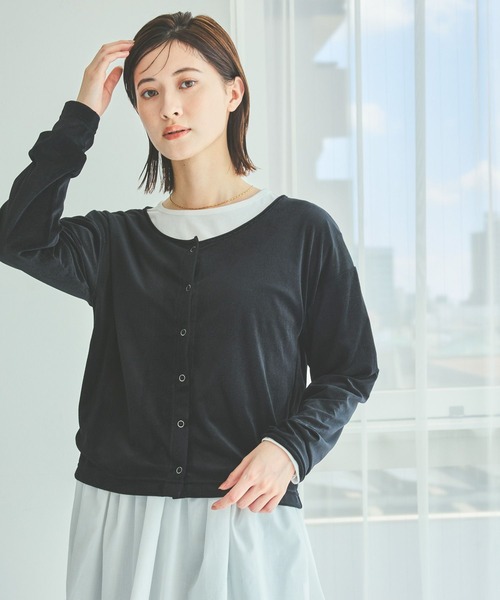 新品・タグ付き　maison dedolce ベロアカーディガン【black】 LAKOLE（ラコレ） tシャツ シアーベロアカーディガン / 594713