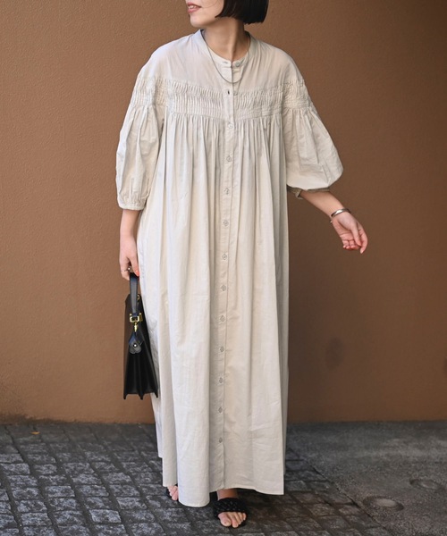 「＆HALF」 「Worldclass」半袖ワンピース M ナチュラル レディース_画像2