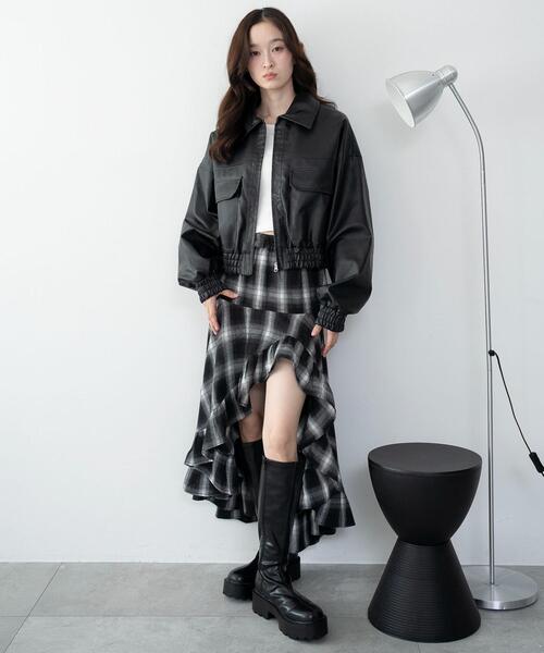 WEGO（ウィゴー） ロング スカート WEGO/チェックアシンメトリーフリル