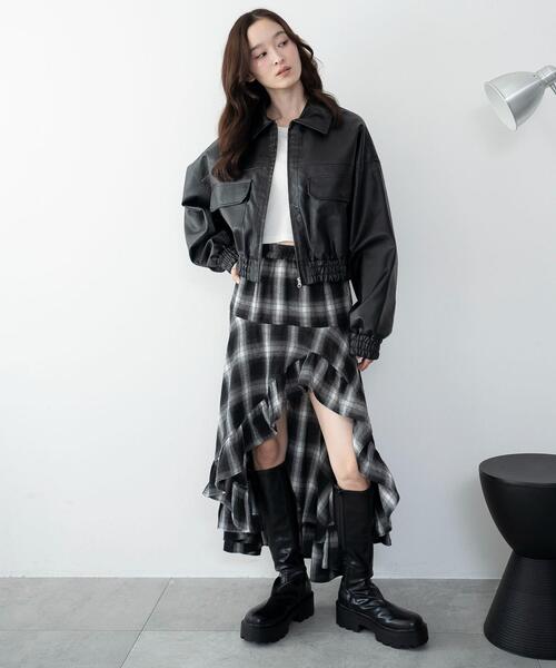 WEGO（ウィゴー） ロング スカート WEGO/チェックアシンメトリーフリル 