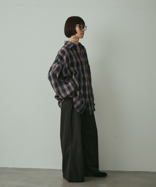 オーバーブラウス　ブラックチェック✨ full/fill. ブラウス シャツ over check shirt / オーバーチェック