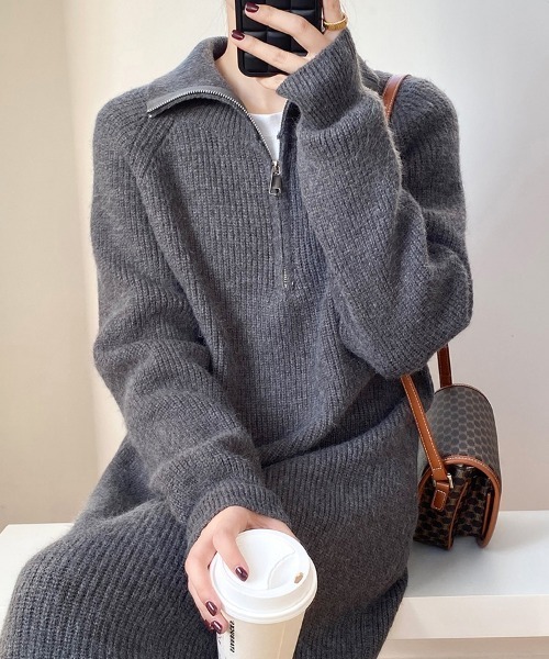 Sally Lunn ワンピース ハーフジップニットワンピース : ZOZOTOWN