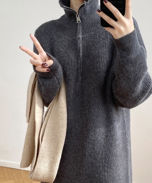 Sally Lunn ワンピース ハーフジップニットワンピース : ZOZOTOWN