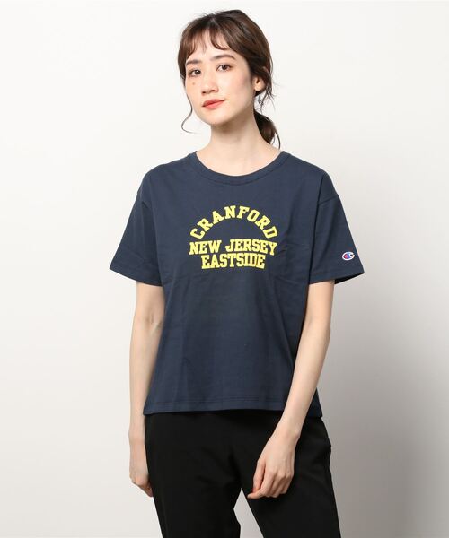 「Champion」 半袖Tシャツ MEDIUM ブラック レディース_画像3
