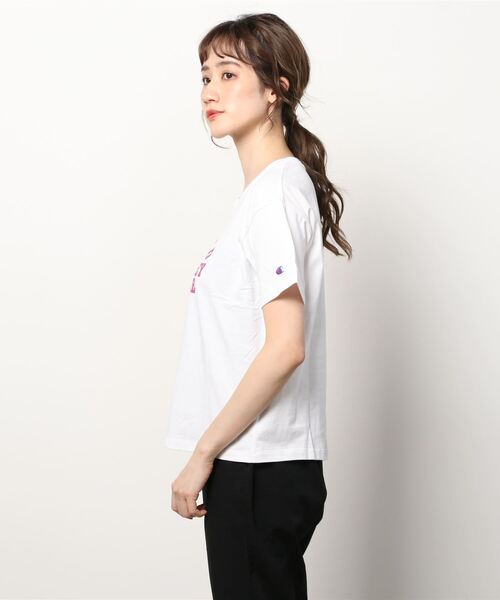 「Champion」 半袖Tシャツ MEDIUM ブラック レディース_画像5