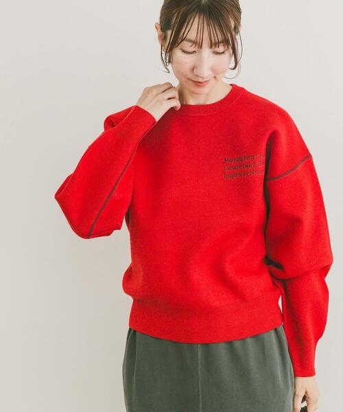 レトロ調　セーター　ニット　赤　レッド SHOO・LA・RUE（シューラルー） ニット セーター 「絶妙なゆるピタ