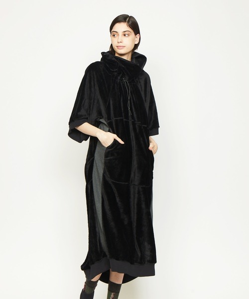 gomme（ゴム） 7分袖ワンピース MEDIUM ブラック レディース  