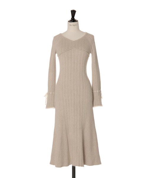Her lip to ニットワンピース M ベージュ レディース : ZOZOTOWN Yahoo