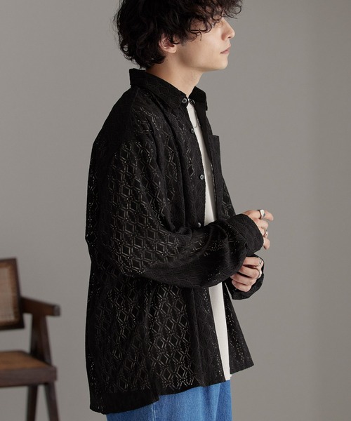 「MONO-MART」 長袖シャツ M チャコールグレー メンズ_画像6