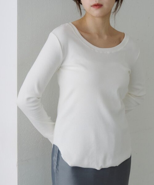 sea 白ロングスリーブカットソー SHENERY（シーナリー） tシャツ ベアテレコロングスリーブカットソー