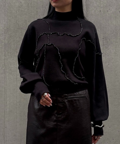 &g'aime（アンジェム） ニット セーター 」ラメメローラインニット