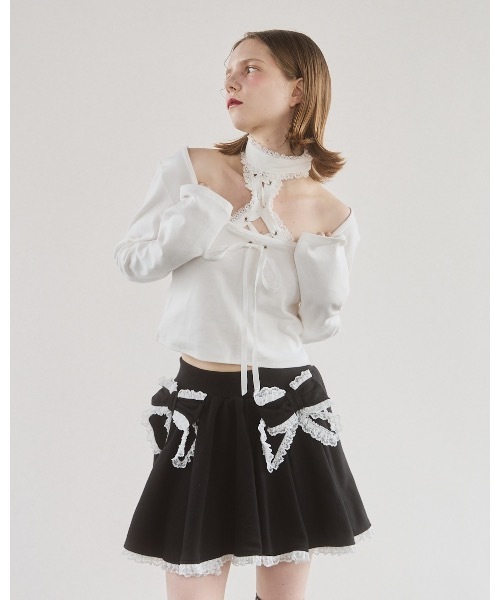 lilLilly（リルリリー） tシャツ フロントレースアップニットトップス