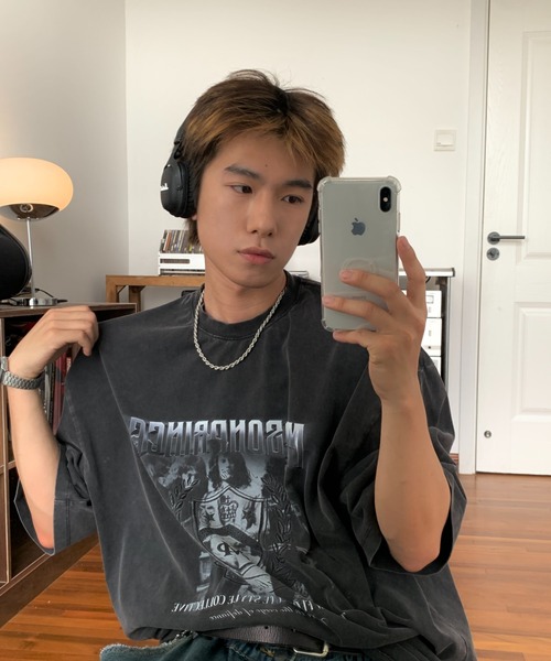 「MASONPRINCE」 半袖Tシャツ X-SMALL ダークグレー メンズ_画像3