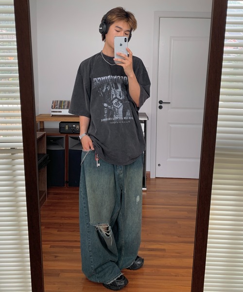 「MASONPRINCE」 半袖Tシャツ X-SMALL ダークグレー メンズ_画像4