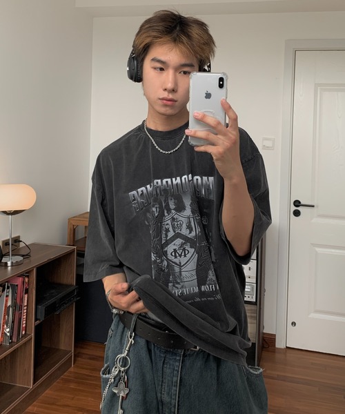 「MASONPRINCE」 半袖Tシャツ X-SMALL ダークグレー メンズ_画像6