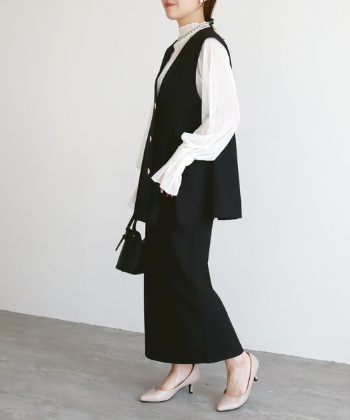 reca（レカ） セットアップ Vネック金ボタンベスト×Hラインロング