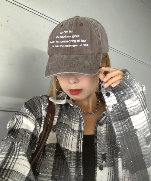 rire キャップ 帽子 ピグメントロゴ刺繍キャップ レディース