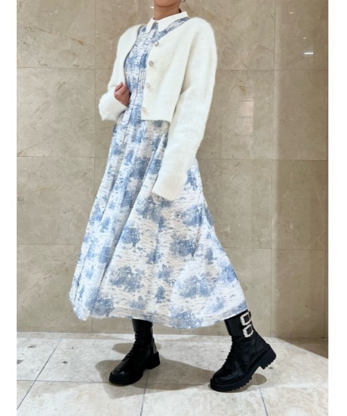 「CELFORD」 長袖ワンピース 38 ブルー レディース_画像2