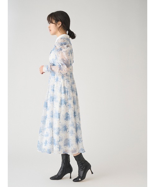 「CELFORD」 長袖ワンピース 38 ブルー レディース_画像5