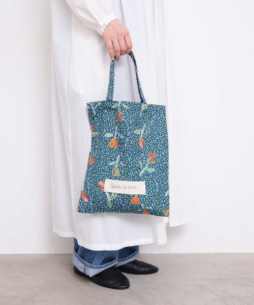 【マロン】紫陽花　チューリップトートバッグ l'atelier du savon（アトリエドゥサボン） トートバッグ ちぎり絵の