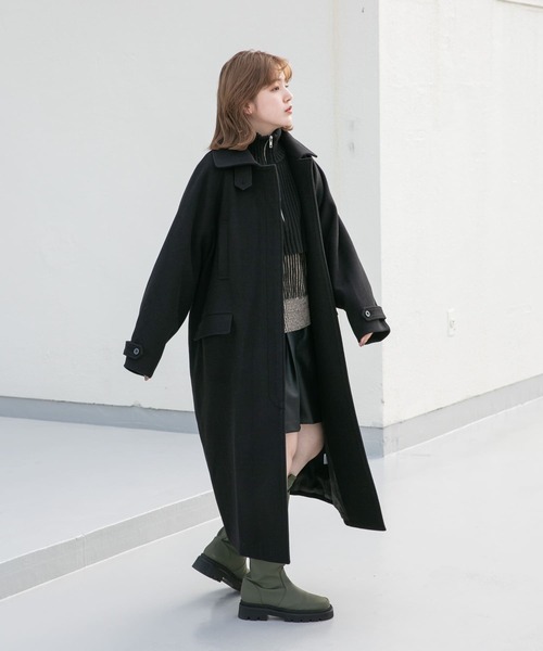 「KBF」 ステンカラーコート 36 ライトグレー レディース_画像7