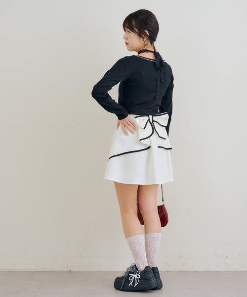 ANOTHER BRANCH OLIVE des OLIVE スカート BACKリボンモチーフミニ