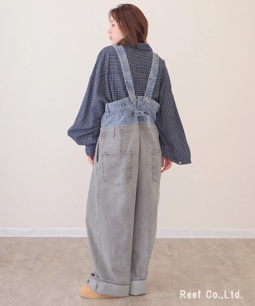 mili mili リメイクサロペットサルエルパンツ 大きいサイズ 個性的 mililopiulu サロペット オーバーオール mililopiulu/ミリロピュール